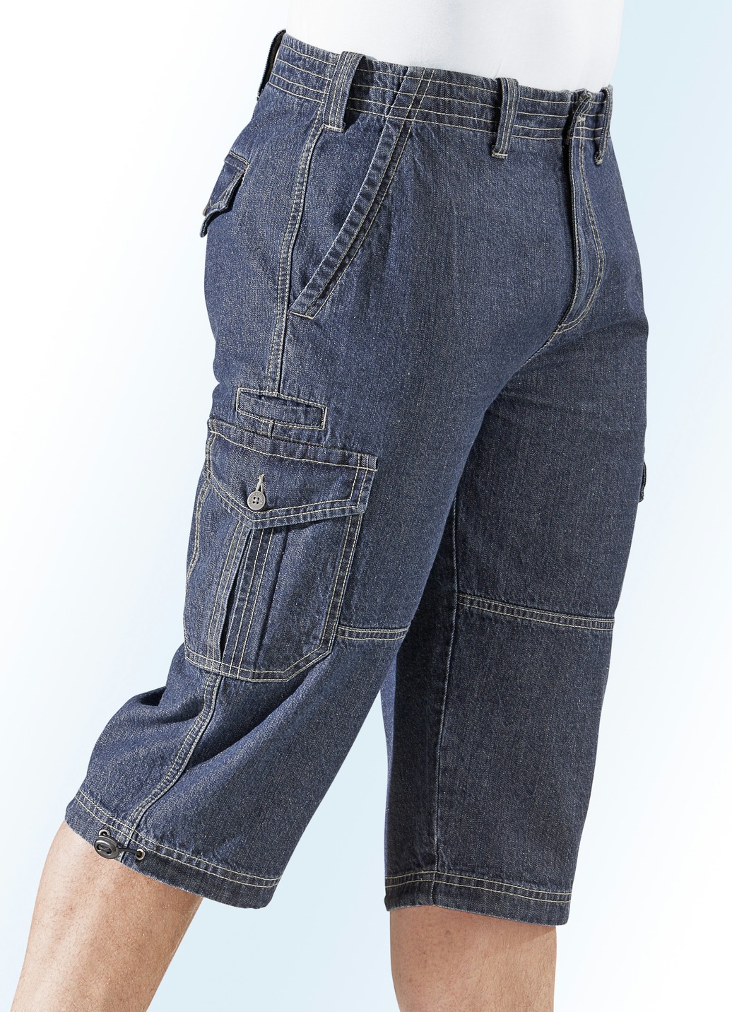 Jeans-Bermudas mit Cargotaschen in 3 Farben, Jeansblau, Größe 48 von BADER