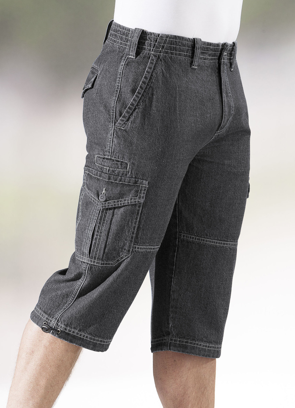 Jeans-Bermudas mit Cargotaschen in 3 Farben, Anthrazit, Größe 27 von BADER