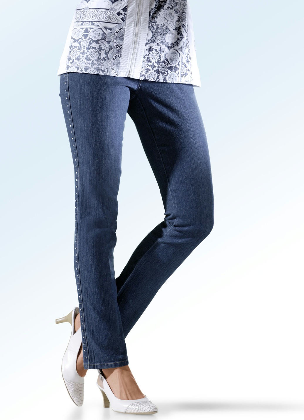 Jeans in Schlupfform, Jeansblau, Größe 19 von BADER