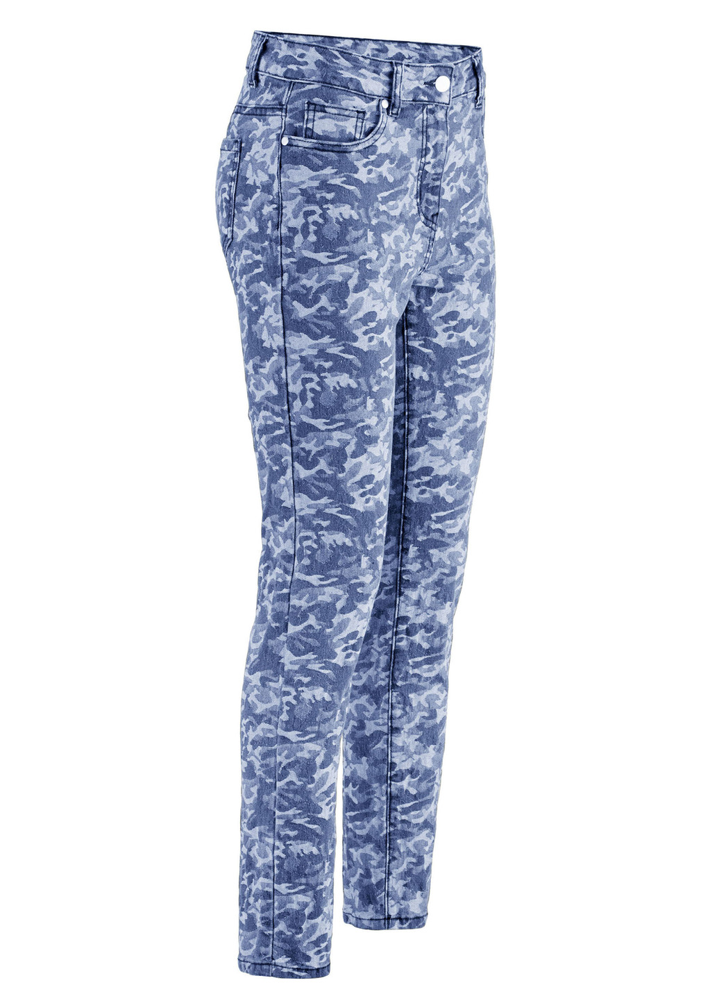 Jeans mit Camouflage-Dessinierung, Blau-Hellblau, Größe 38 von BADER