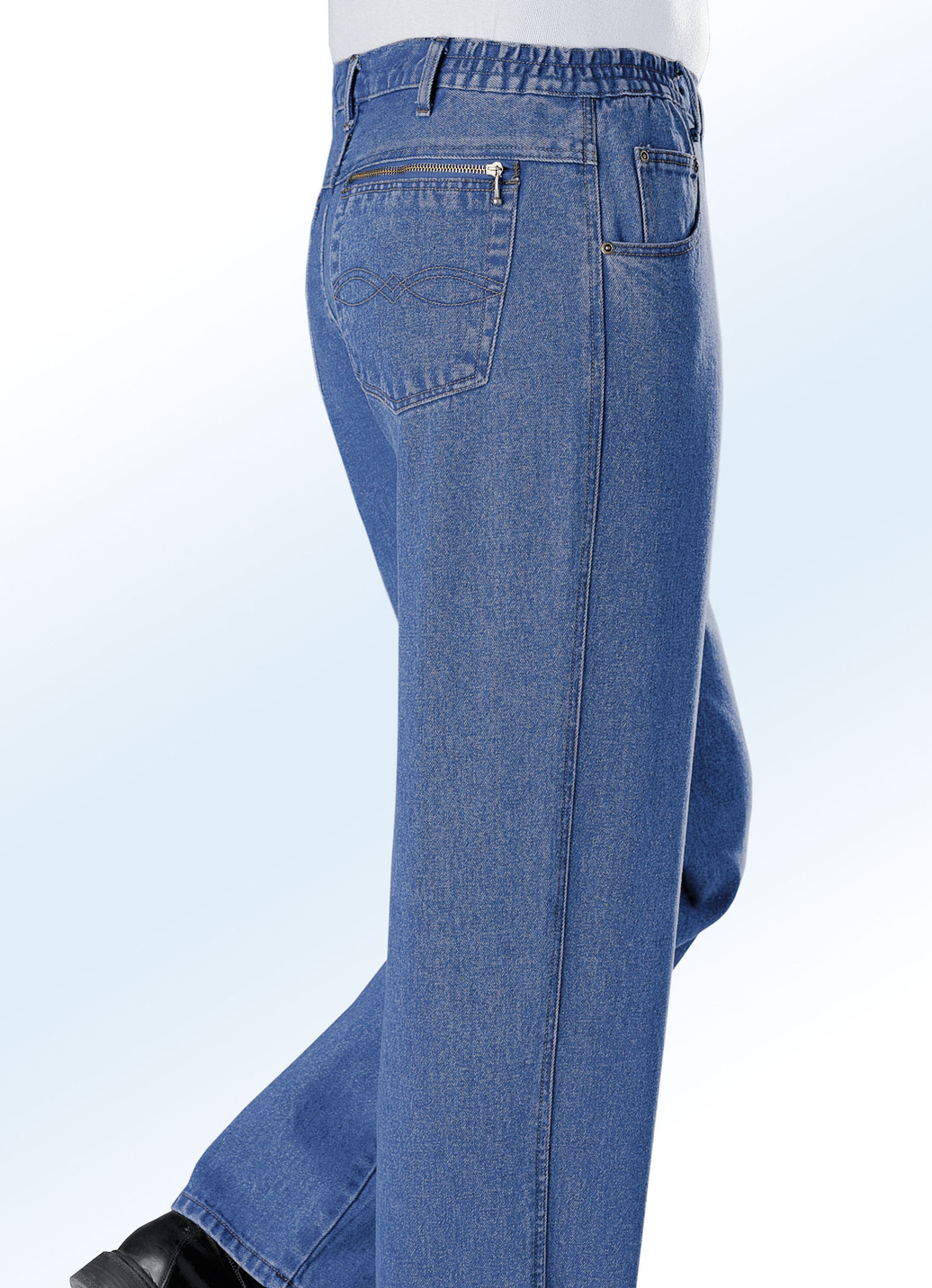 Jeans mit Dehnbundeinsätzen in 3 Farben, Helljeans, Größe 46 von BADER