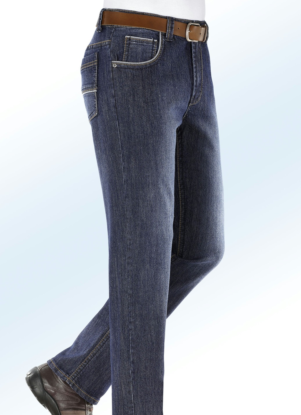 Jeans mit modischen Details in 3 Farben, Jeansblau, Größe 60 von BADER