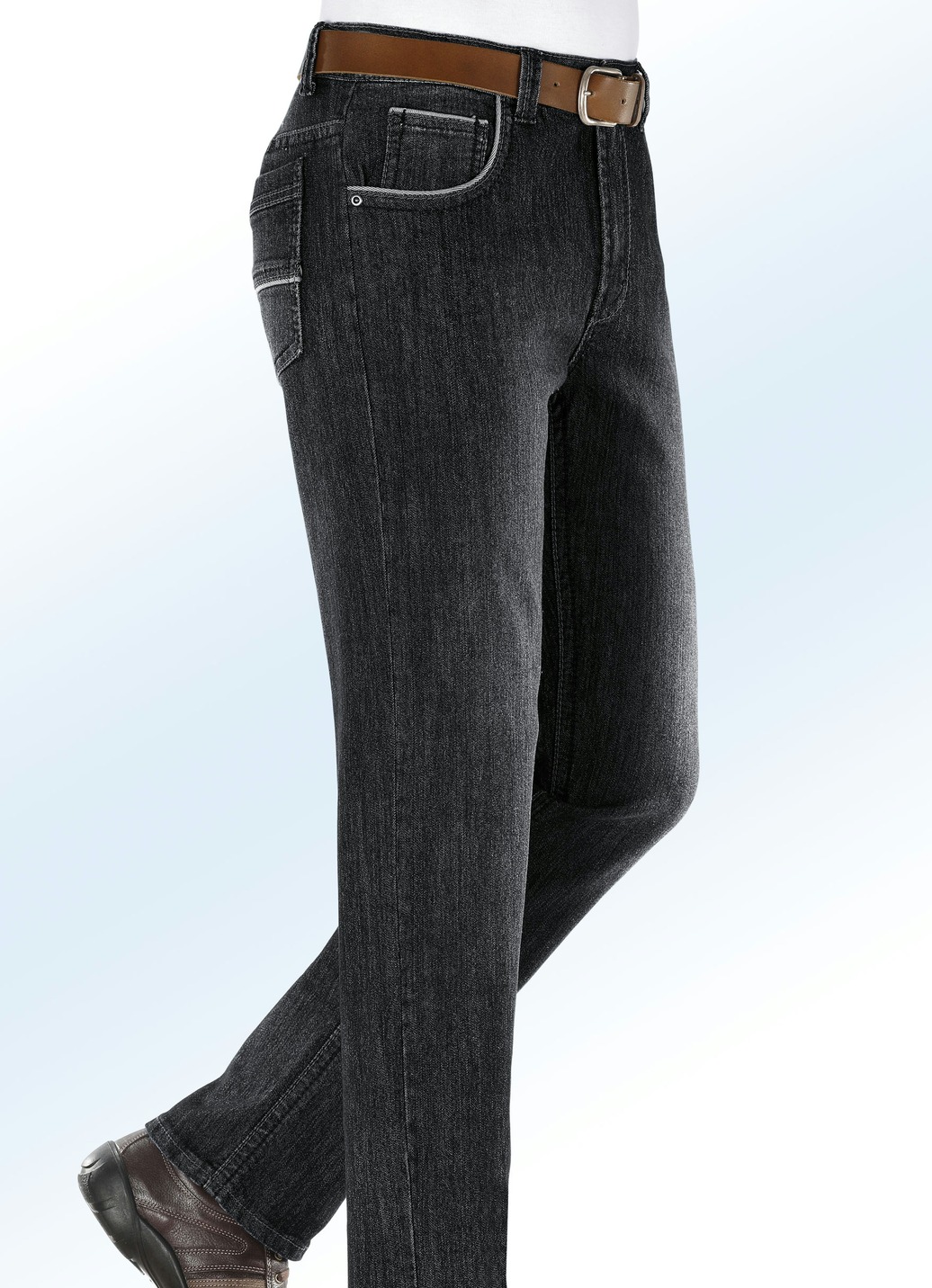 Jeans mit modischen Details in 3 Farben, Schwarz, Größe 48 von BADER