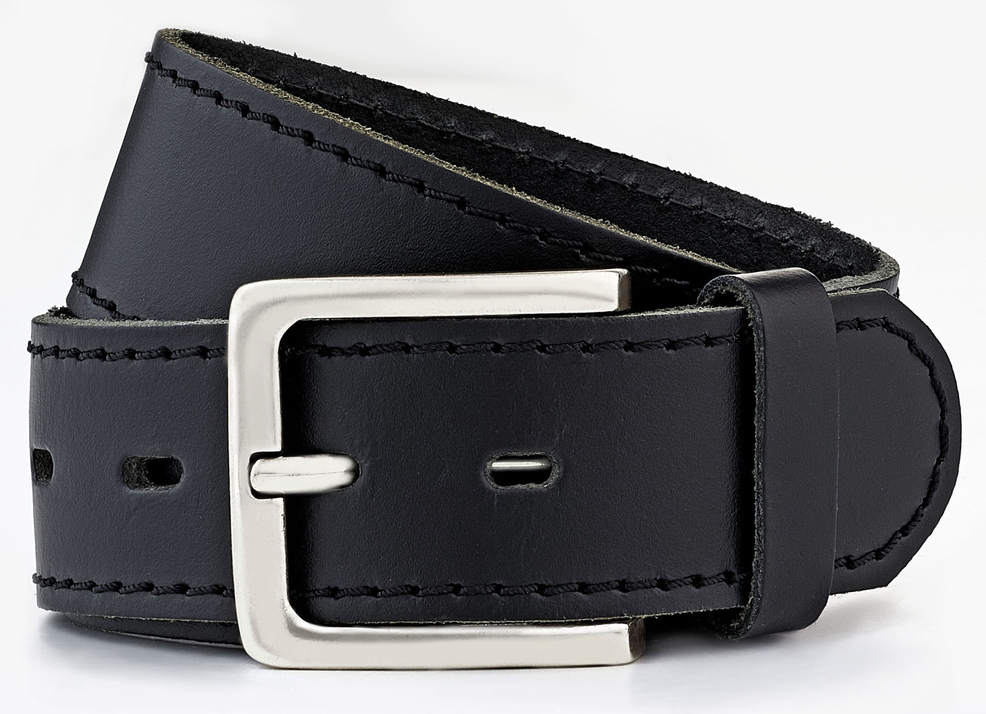 Klassicher Herren-Gürtel, aus Leder, 4 cm breit, Schwarz, Größe 130 von BADER