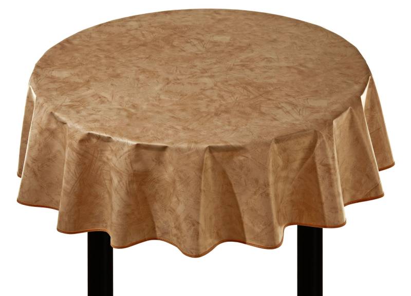 Klassisch marmorierte Wachstuch-Tischdecke, Größe 140 (Tischdecke, Ø 140 cm), Braun von BADER