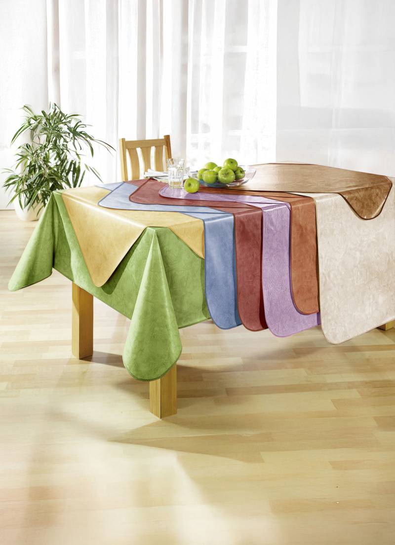 Klassisch marmorierte Wachstuch-Tischdecke, Größe 180 (2er-Set, Tischdecken, 80/80 cm), Terra von BADER