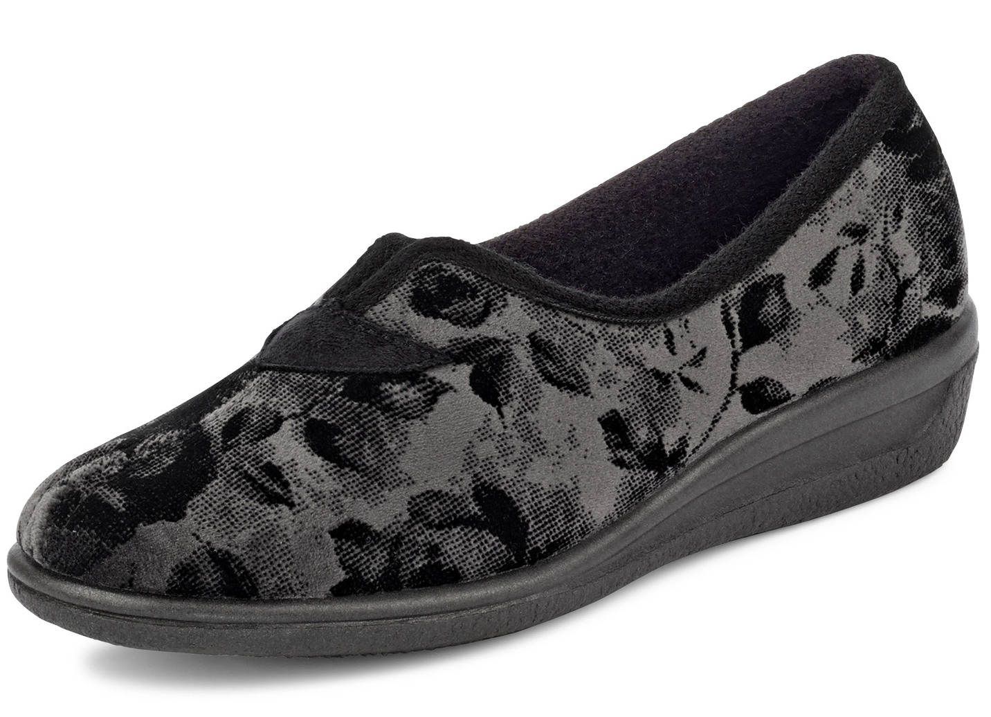 Klassische Damen-Hausschuhe, Weite H, mit anatomisch geformtem Fußbett, Grau, Größe 39 von BADER