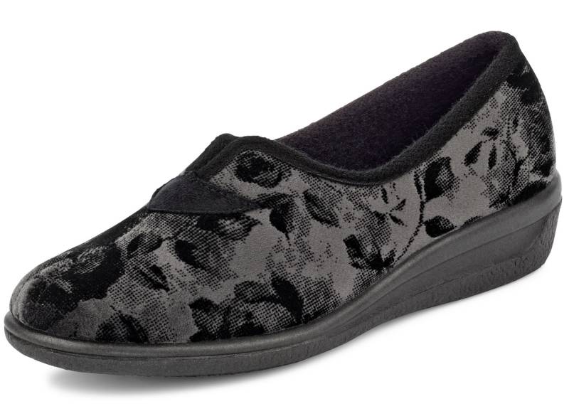 Klassische Damen-Hausschuhe, Weite H, mit anatomisch geformtem Fußbett, Grau, Größe 39 von BADER