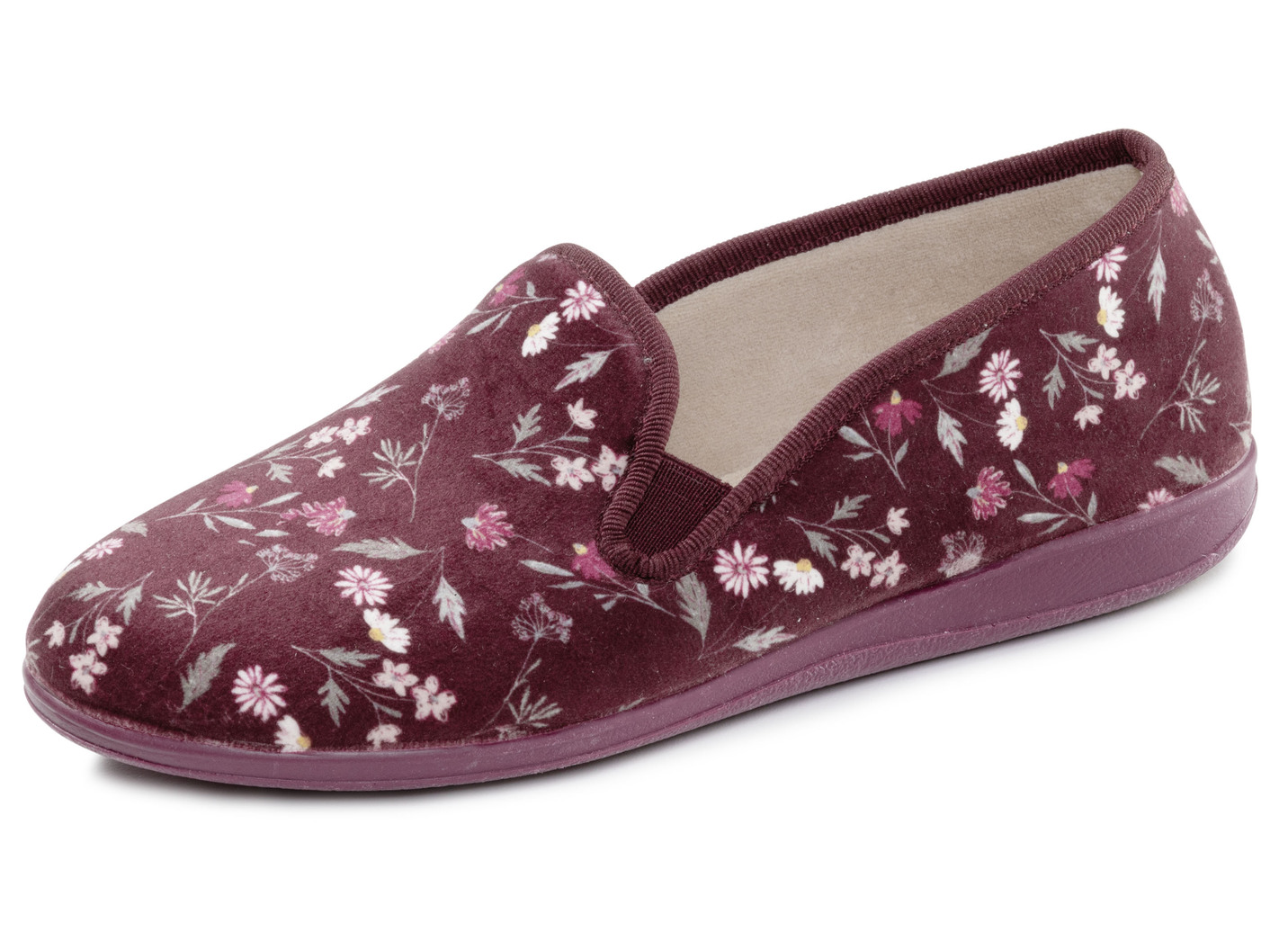 Klassische Damen-Hausschuhe, mit Gummizug, Bordeaux, Größe 38 von BADER