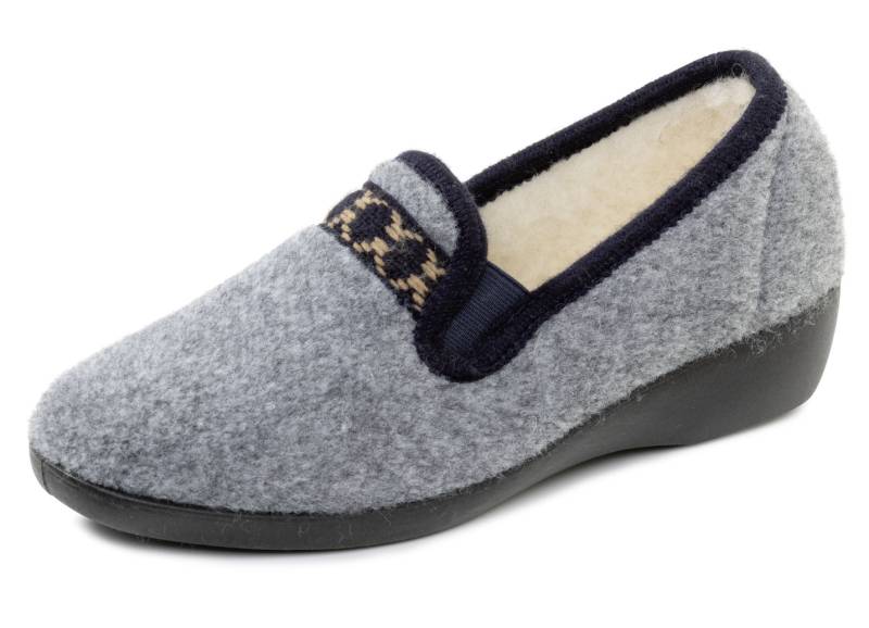 Klassische Damen-Hausschuhe, mit Gummizug, Grau-Marine, Größe 40 Klassische Damen-Hausschuhe, mit Gummizug, Grau-Marine, Größe 40 von BADER