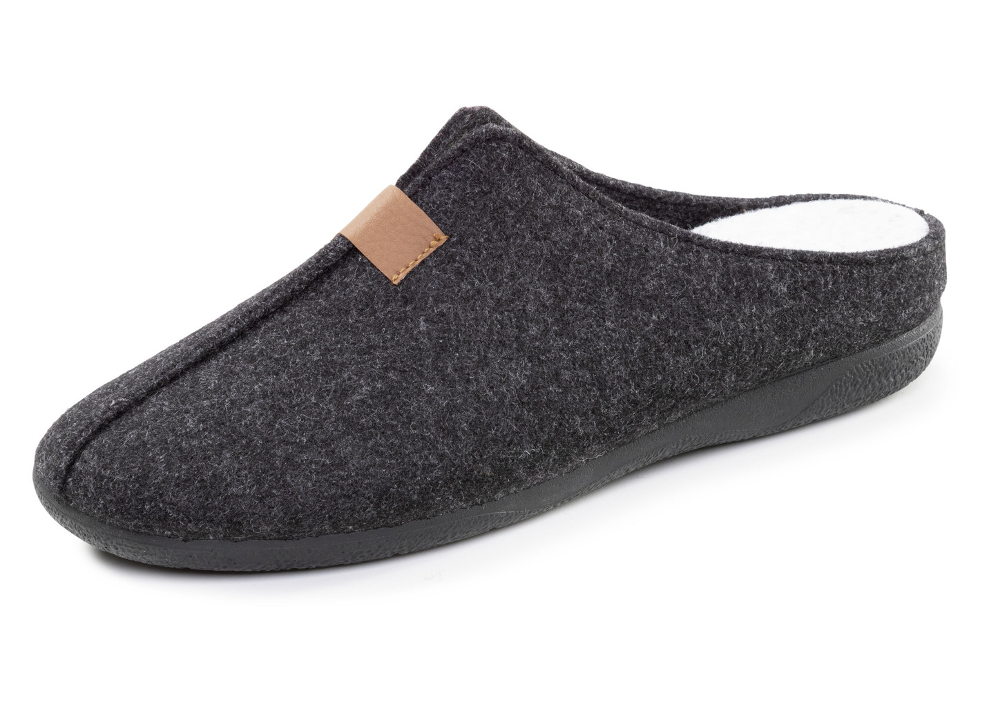 Klassische Herren-Hausschuhe, aus Wollfilz, Anthrazit, Größe 44 von BADER