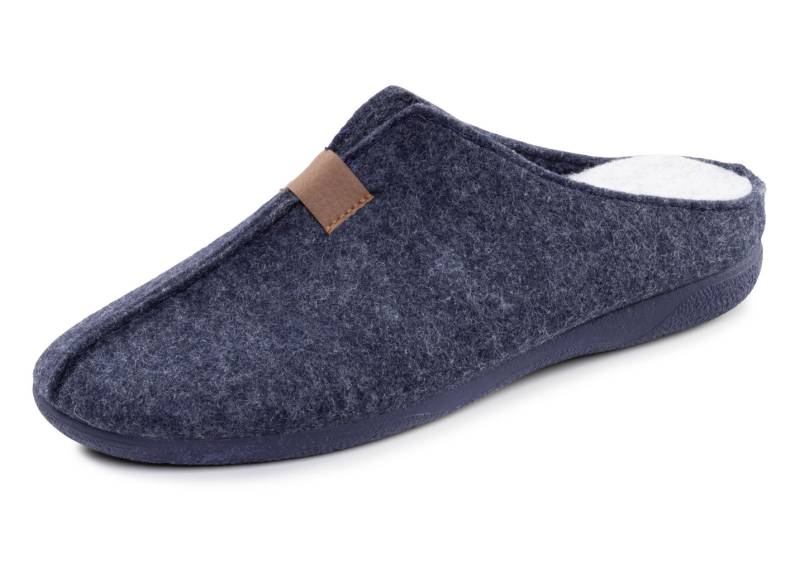 Klassische Herren-Hausschuhe, aus Wollfilz, Blau, Größe 45 von BADER