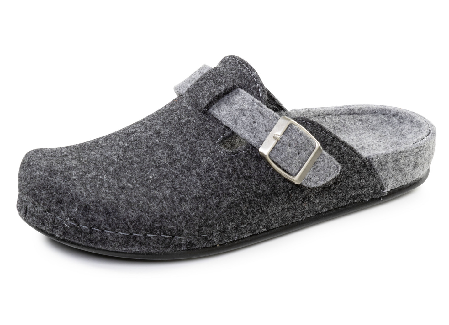 Klassische Herren-Hausschuhe, aus Wollfilz, Grau, Größe 43 von BADER