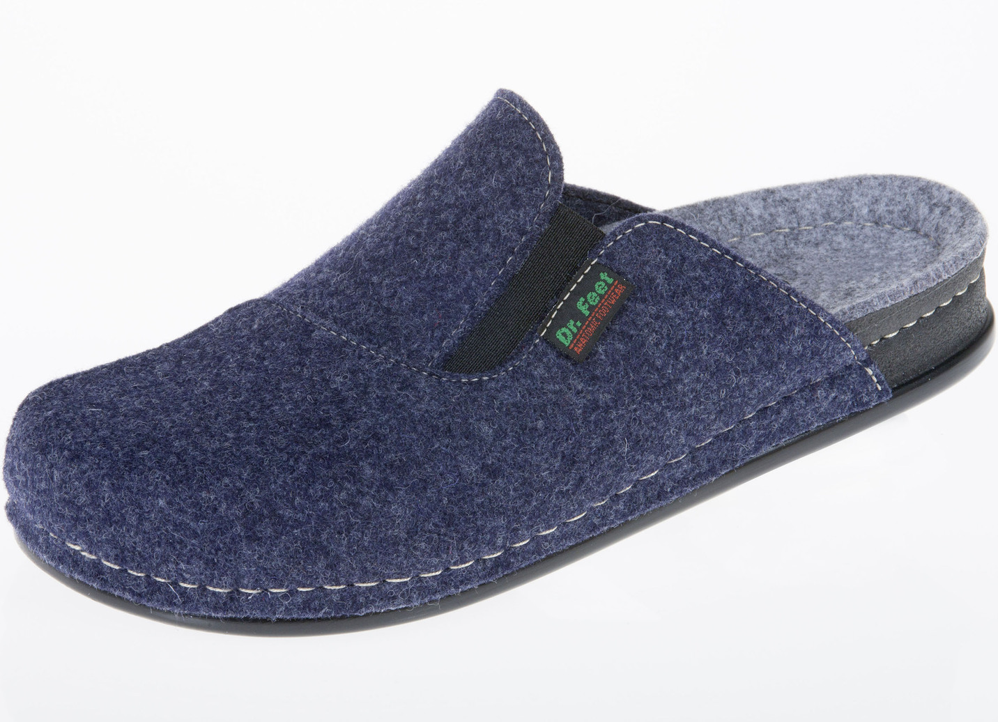 Klassische Herren-Hausschuhe, mit anatomisch geformtem Fußbett, Jeansblau, Größe 47 von BADER