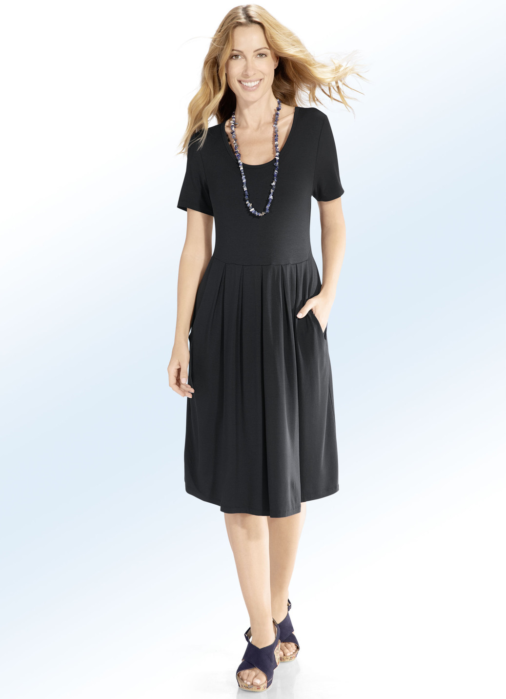 Kleid in Schlupfform, Schwarz, Größe 50 von BADER