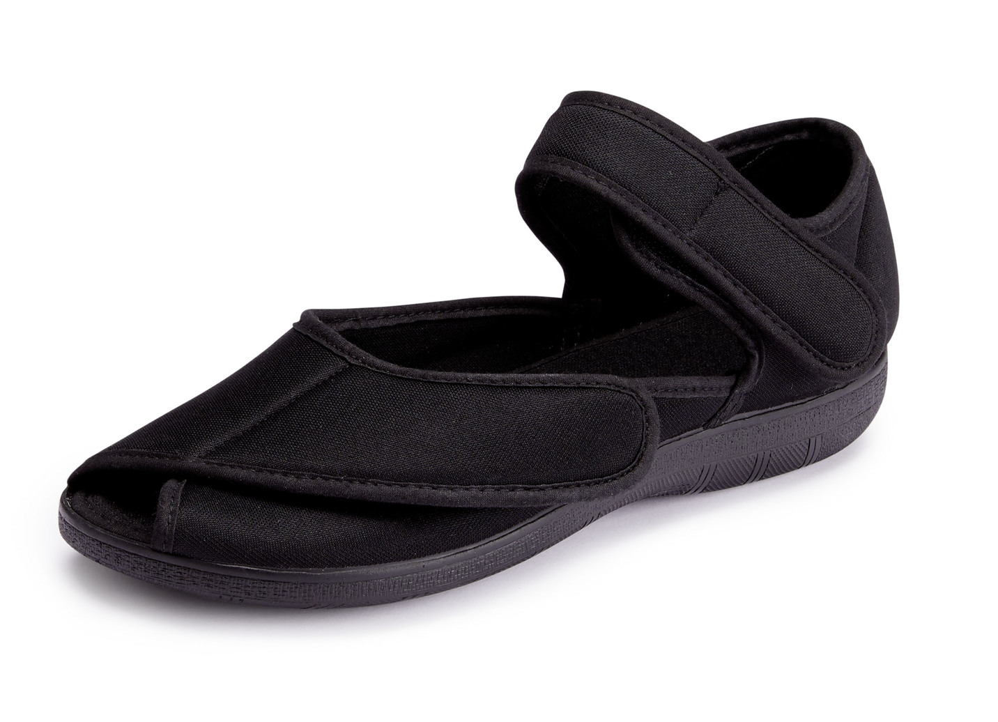 Klett-Sandale aus elastischem Textilmaterial, Schwarz, Größe 35 von BADER