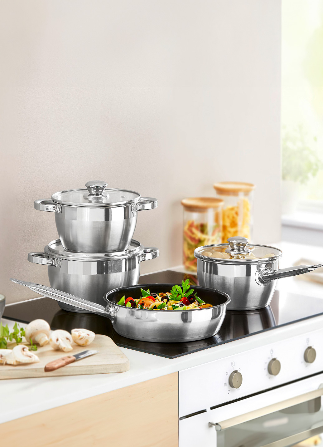 Kochgeschirr aus Edelstahl - Ideal für kleine Haushalte, Pfanne, Edelstahl von BADER