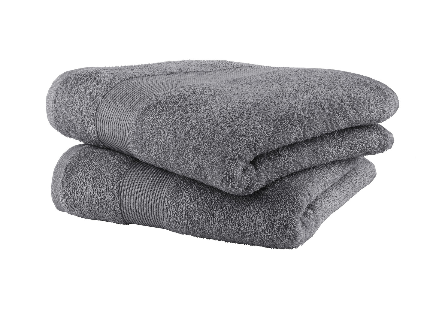 Kuschelige Frottier-Serie mit Bordüre, Größe 200 (2 Handtücher, 50/100 cm), Anthrazit von BADER