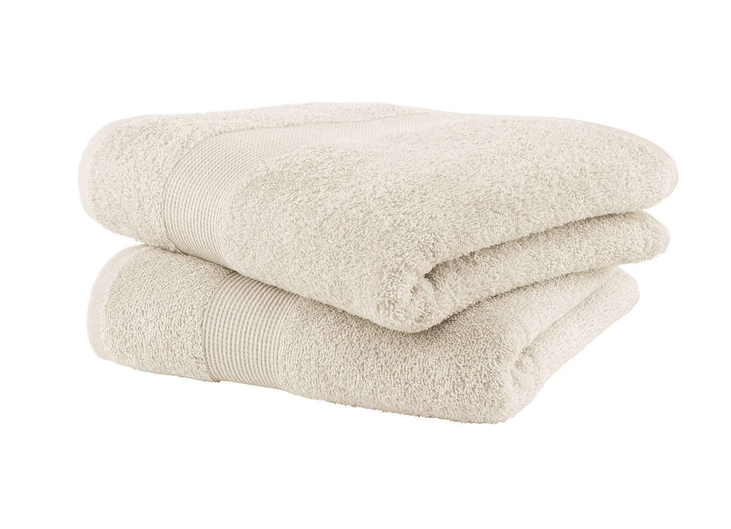 Kuschelige Frottier-Serie mit Bordüre, Größe 200 (2 Handtücher, 50/100 cm), Beige von BADER