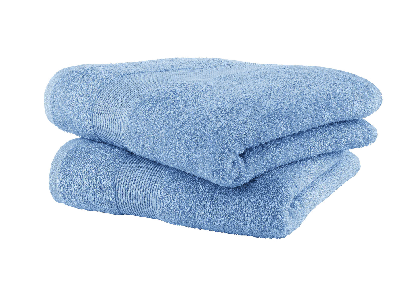 Kuschelige Frottier-Serie mit Bordüre, Größe 200 (2 Handtücher, 50/100 cm), Blau von BADER