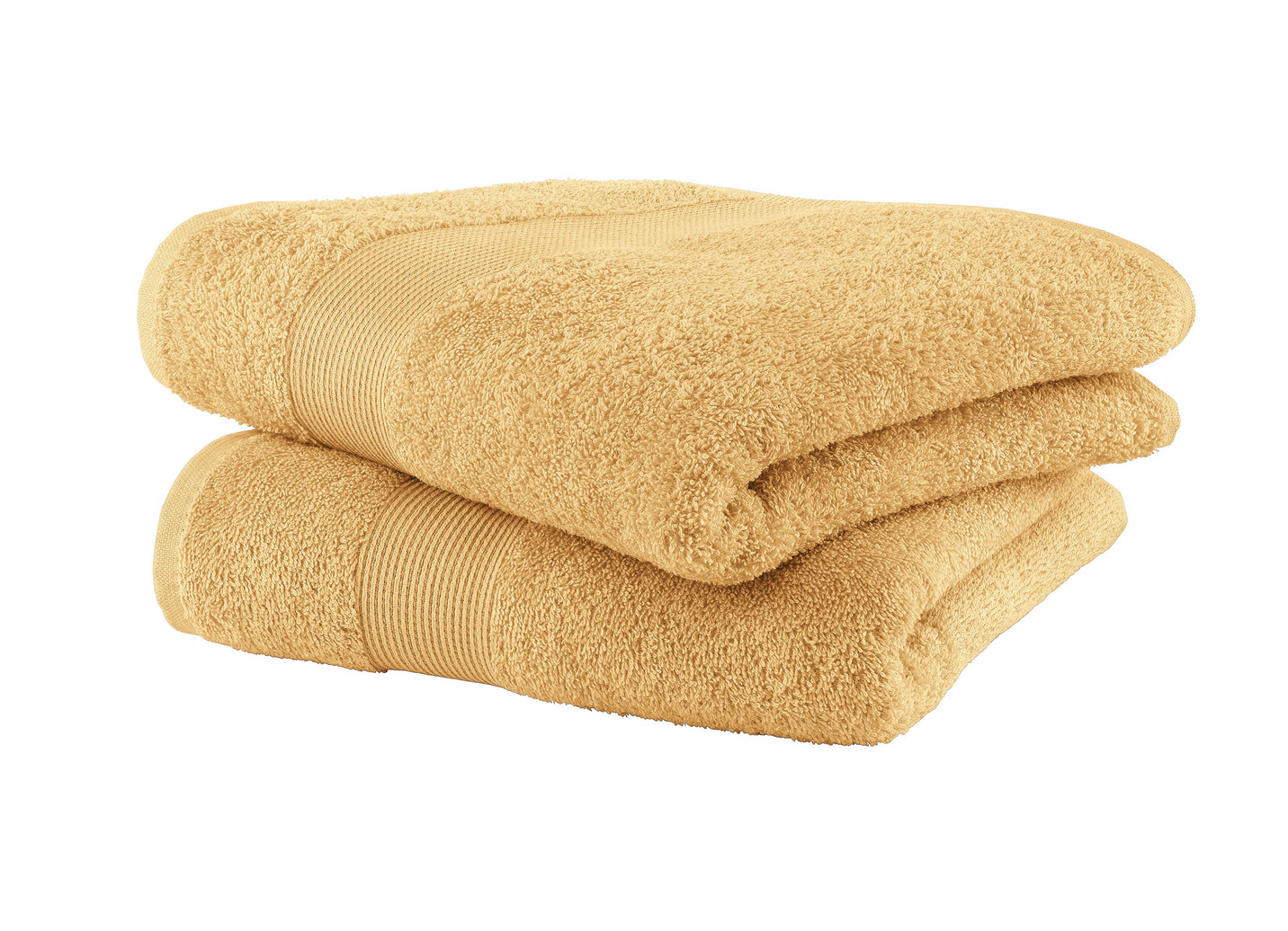 Kuschelige Frottier-Serie mit Bordüre, Größe 200 (2 Handtücher, 50/100 cm), Gelb von BADER