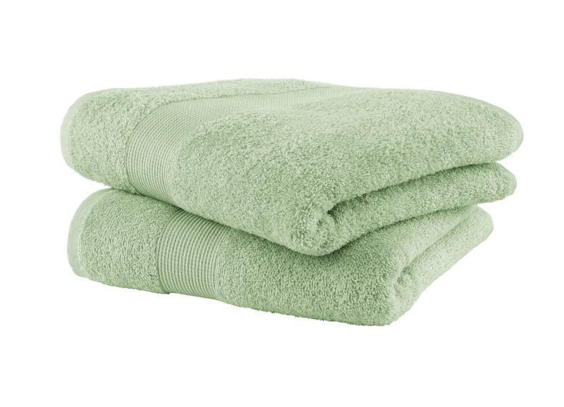 Kuschelige Frottier-Serie mit Bordüre, Größe 200 (2 Handtücher, 50/100 cm), Lind von BADER