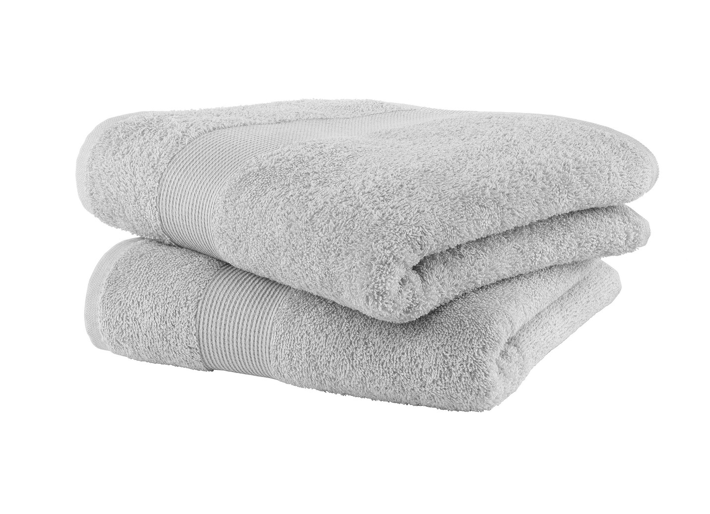 Kuschelige Frottier-Serie mit Bordüre, Größe 200 (2 Handtücher, 50/100 cm), Silber von BADER