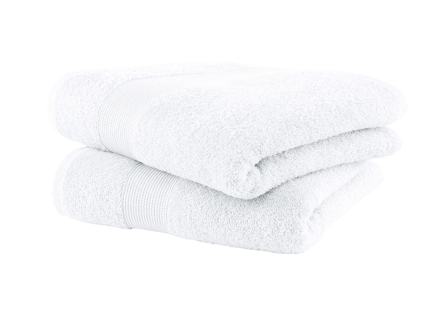 Kuschelige Frottier-Serie mit Bordüre, Größe 200 (2 Handtücher, 50/100 cm), Weiss von BADER