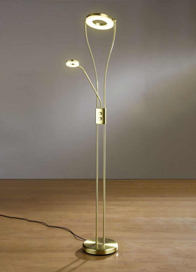 LED-Deckenfluter mit Lesearm, Messing Matt von BADER