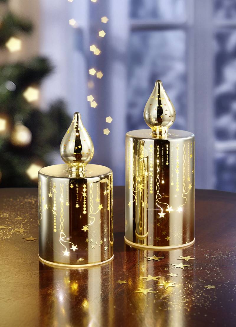 LED-Kerzen aus Glas, 2er-Set, Gold LED-Kerzen aus Glas, 2er-Set, Gold von BADER