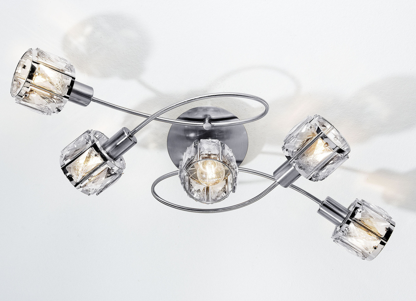 LED-Leuchte aus Metall, LED-Deckenleuchte, 5-flammig, Edelstahl von BADER