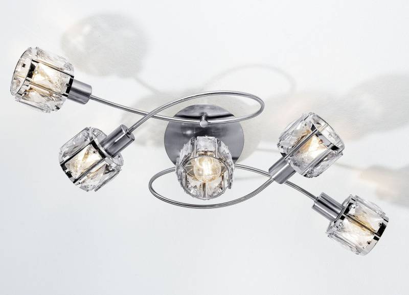 LED-Leuchte aus Metall, LED-Deckenleuchte, 5-flammig, Edelstahl LED-Leuchte aus Metall, LED-Deckenleuchte, 5-flammig, Edelstahl von BADER