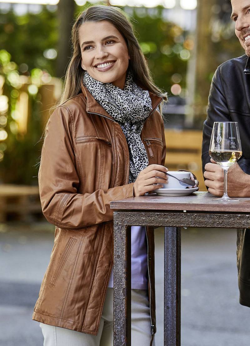 Lederjacke mit einer Innentasche, Antik Haselnuss, Größe 38 von BADER