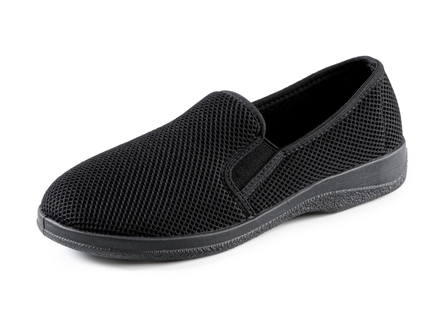 Leichte Herren-Hausschuhe, mit Gummizug, Schwarz, Größe 45 von BADER