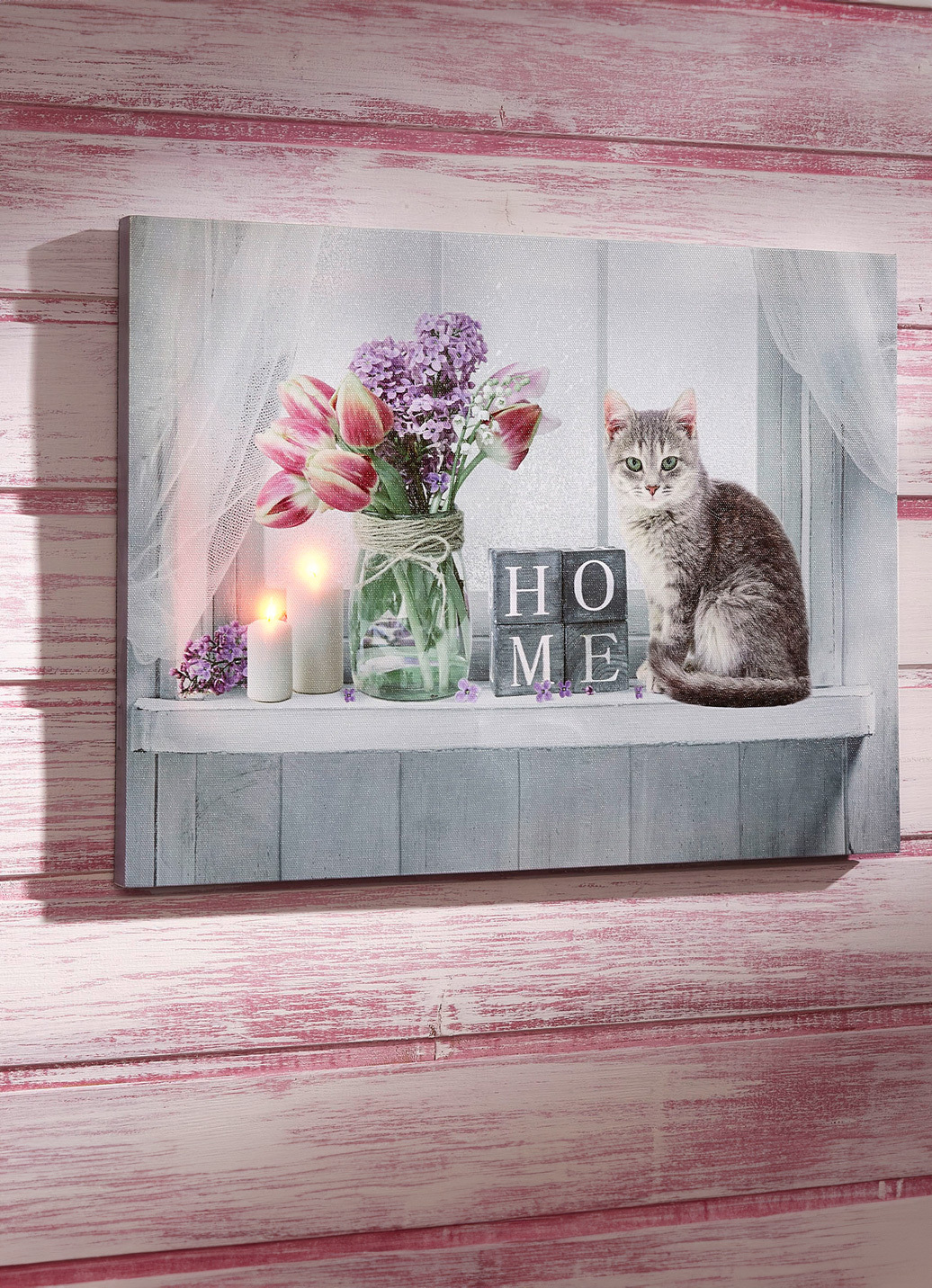 Leinwand-LED-Bild, Weiss-Grau Leinwand-LED-Bild, Weiss-Grau von BADER