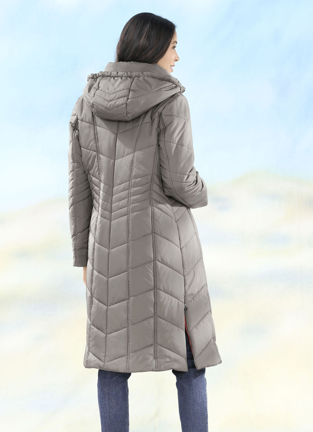 Mantel in 2 Farben, Kiesel, Größe 40 von BADER