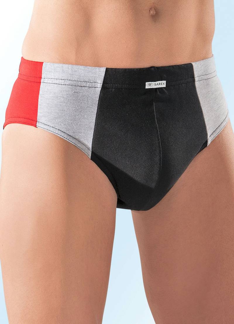 Mehrfachpack Slips aus Feinjersey, bunt, Spar-Zehnerpack Slips, 6X Schwarz-Rot-Grau Meliert, 4X Schwarz-Royalblau-Grau Meliert, Größe 4 von BADER