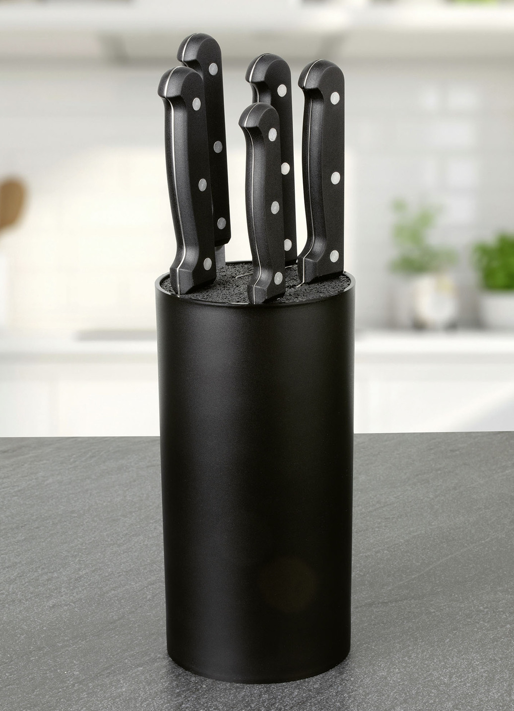 Messerblock, 6-teilig, mit 5 Messern, Schwarz von BADER