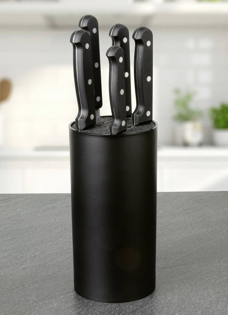 Messerblock, 6-teilig, mit 5 Messern, Schwarz von BADER