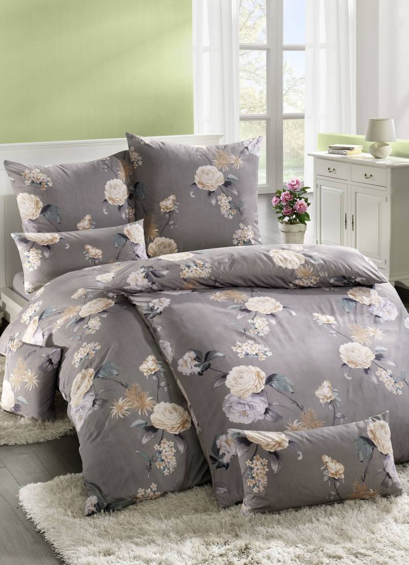 Microfaser Bettwäsche-Garnitur mit Reißverschluss, Größe 912 (10-teiliges Sparset), Grau von BADER