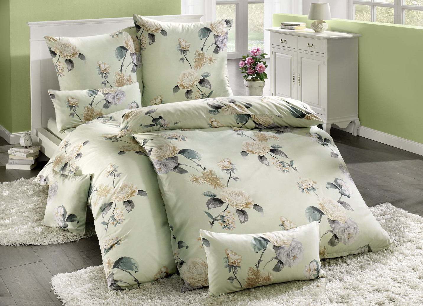 Microfaser Bettwäsche-Garnitur mit Reißverschluss, Größe 912 (10-teiliges Sparset), Lind von BADER