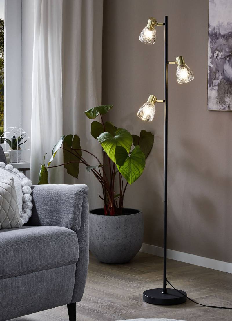 Moderne Stehleuchte, 3-flammig, Schwarz-Gold Moderne Stehleuchte, 3-flammig, Schwarz-Gold von BADER