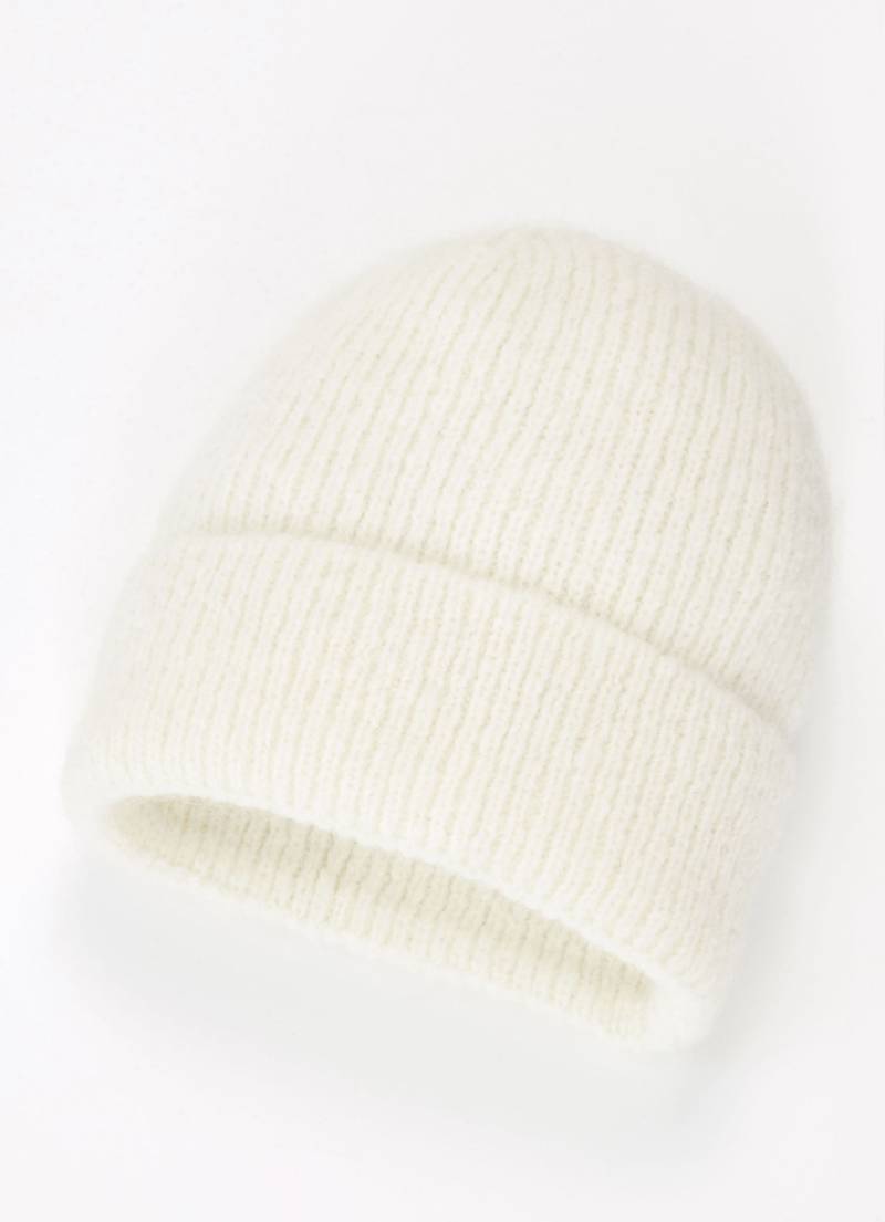 Modische Damen-Mütze, mit Umschlag, Weiss von BADER