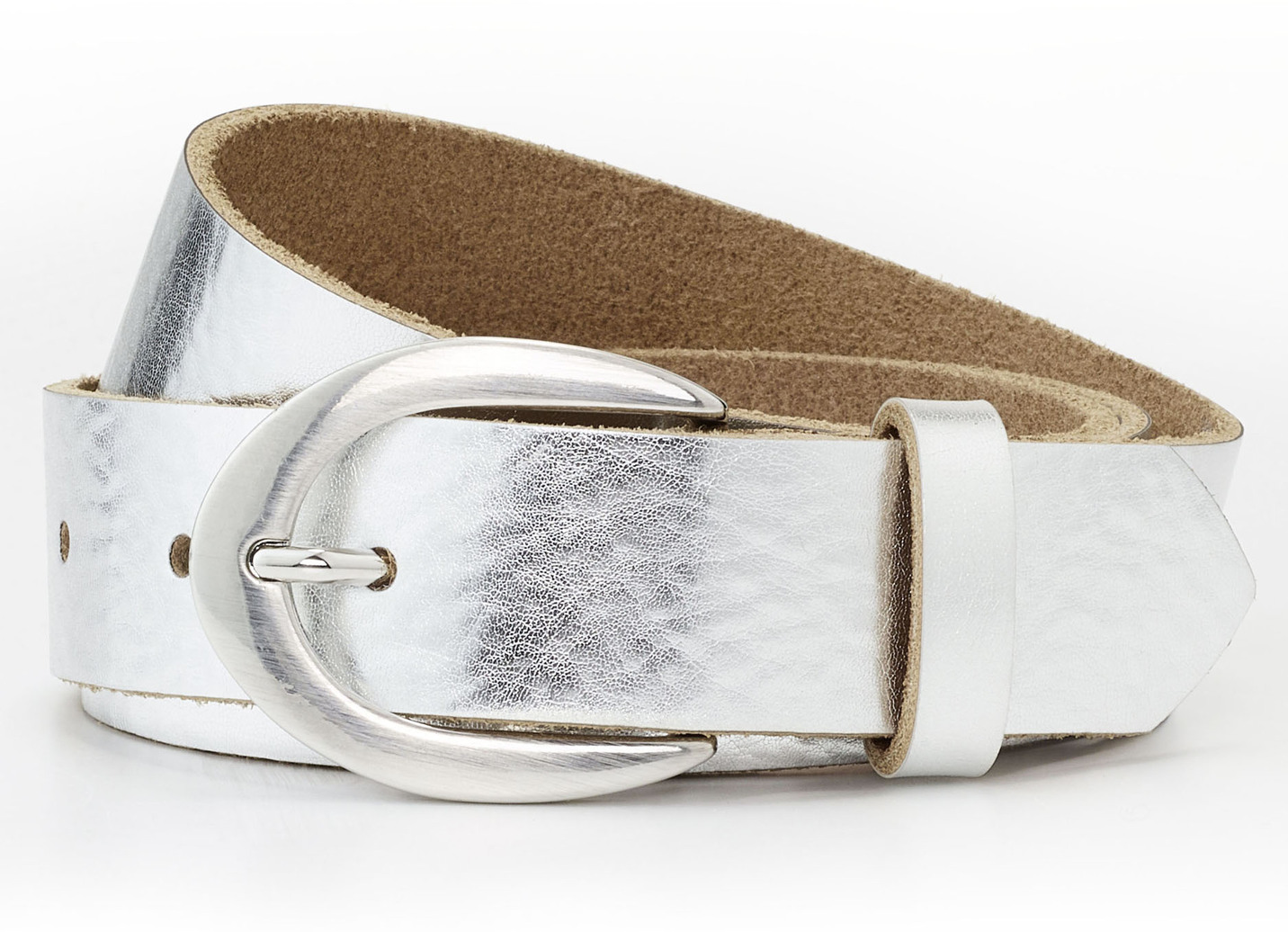 Modischer Damen-Gürtel, aus Leder, 3 cm breit, Silber, Größe 100 von BADER