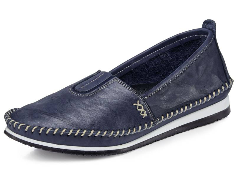Andrea Conti Mokassin-Slipper mit dezenter Knitter-Struktur, Marine, Größe 38 von Andrea Conti