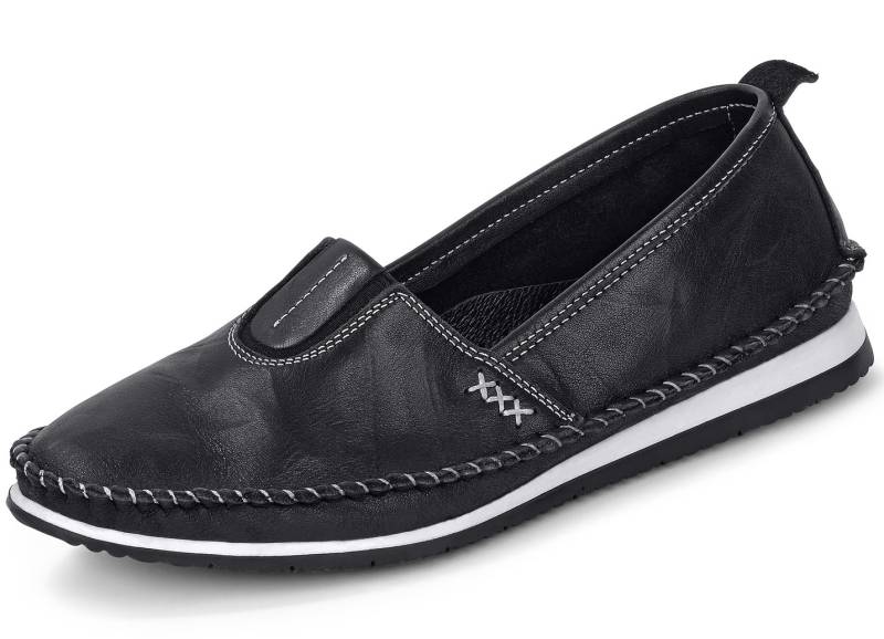 Andrea Conti Mokassin-Slipper mit dezenter Knitter-Struktur, Schwarz, Größe 39 von Andrea Conti