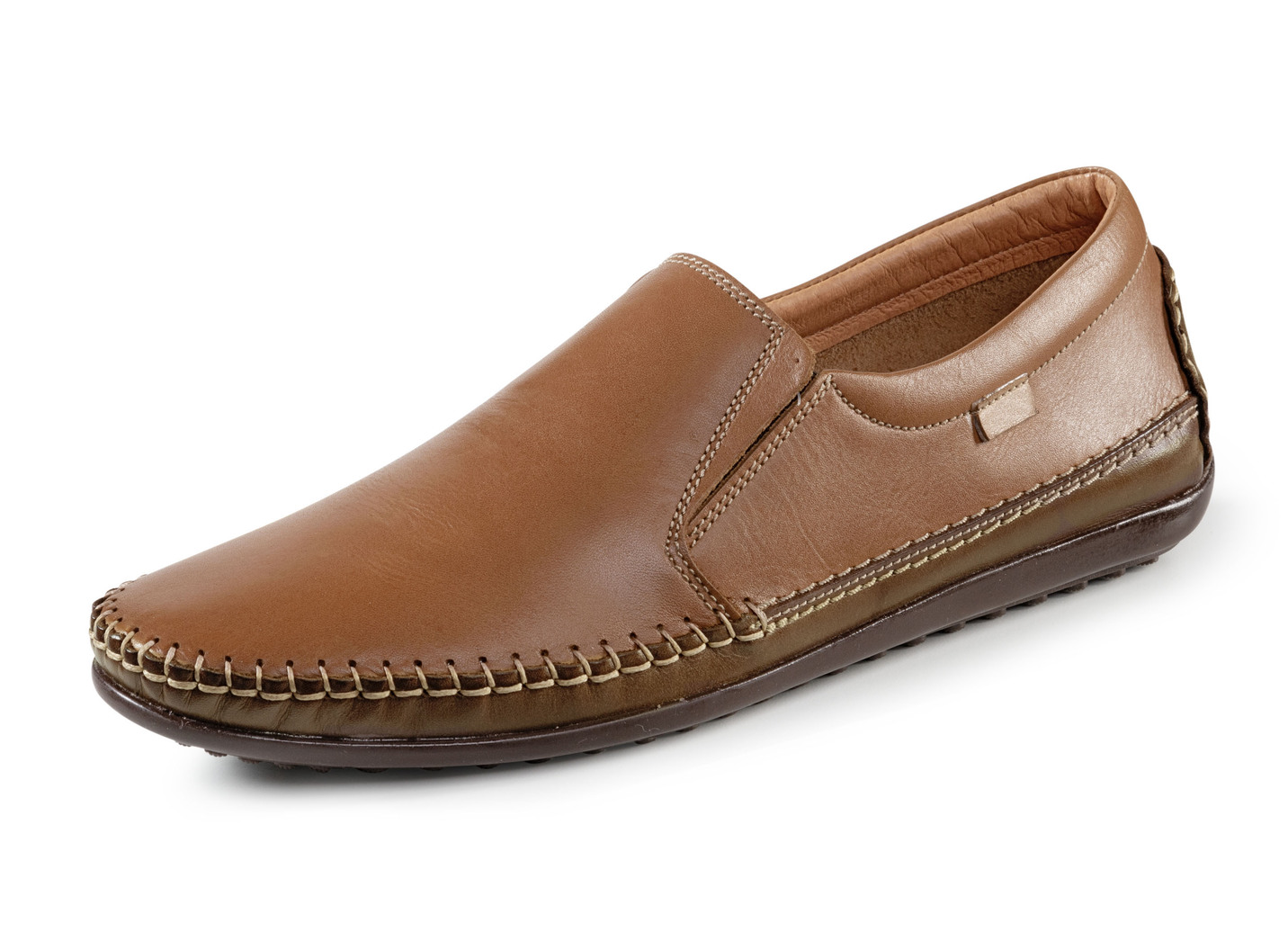 Mokassin-Slipper aus weichem Nappaleder, Cognac-Braun, Größe 40 von BADER