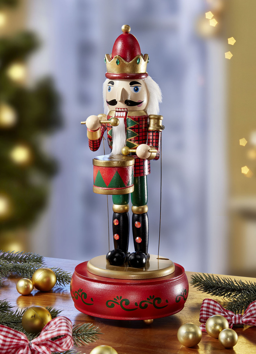 Nussknacker-Spieluhr aus Holz, Rot-Grün Nussknacker-Spieluhr aus Holz, Rot-Grün von BADER