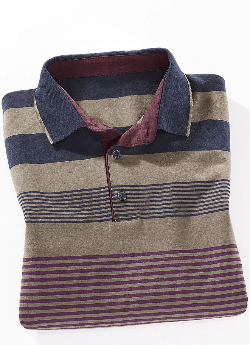 Poloshirt in 2 Farben, Marine-Camel-Bordeaux, Größe 60 von BADER