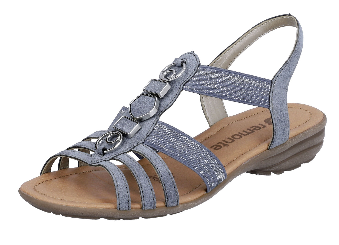 Remonte Riemchen-Sandalen mit Metallschmuck, Jeans, Größe 40 von BADER